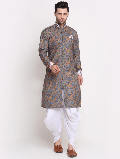 men solid dhoti kurta ethnic wear set - 21621646 - Very Small Image - 1
