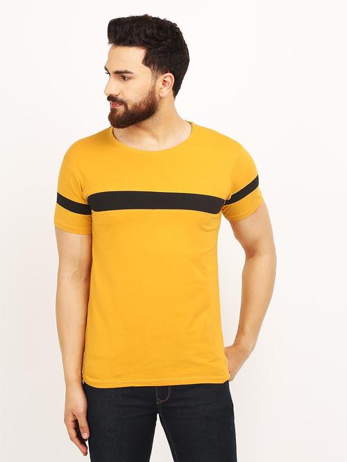 men round neck color block t-shirt - 21621795 - Very Small Image - 1
