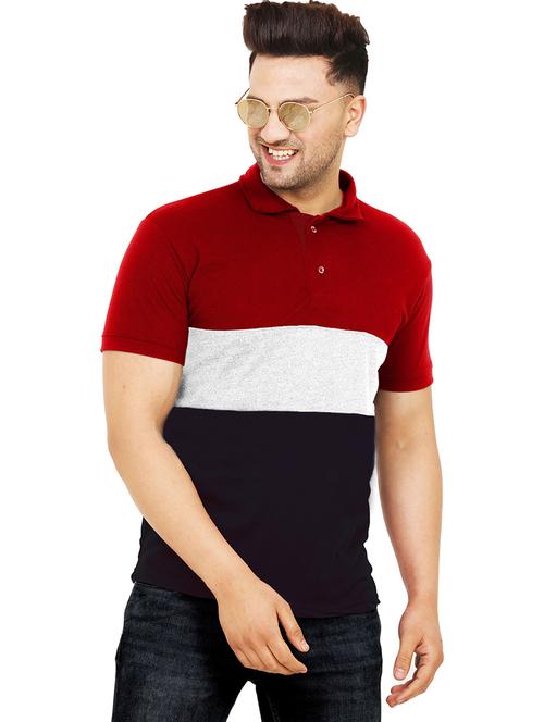men regular fit color block polo t-shirt - 21622040 - Very Small Image - 1