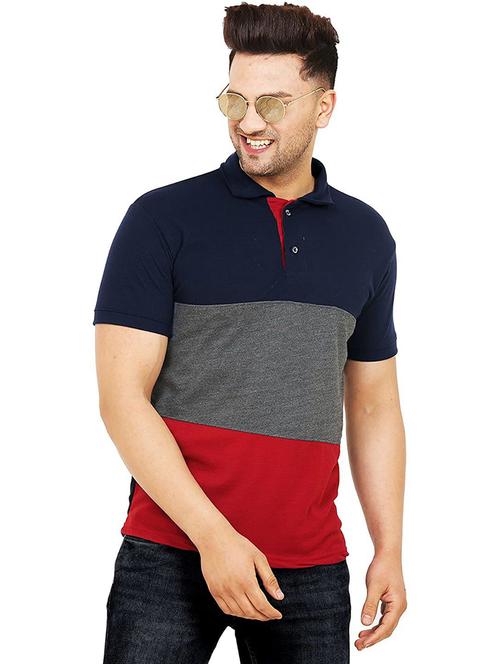 men regular fit color block polo t-shirt - 21622044 - Very Small Image - 1