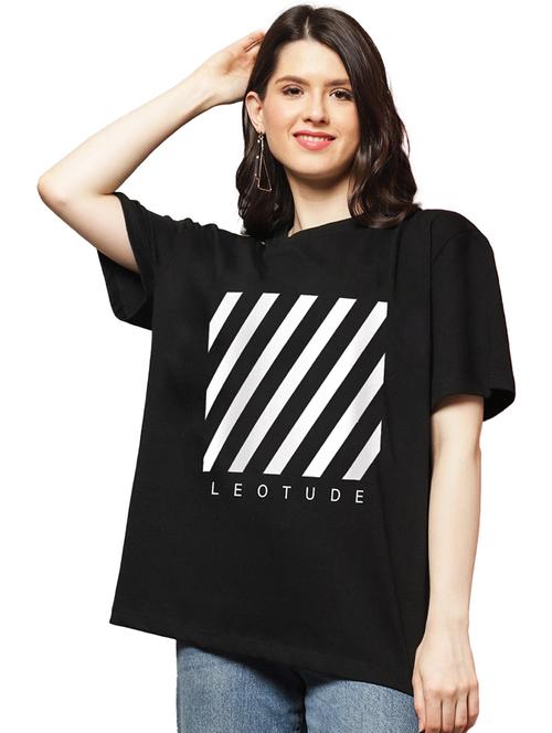 women round neck printed oversized t-shirt - 21622079 - Very Small Image - 1