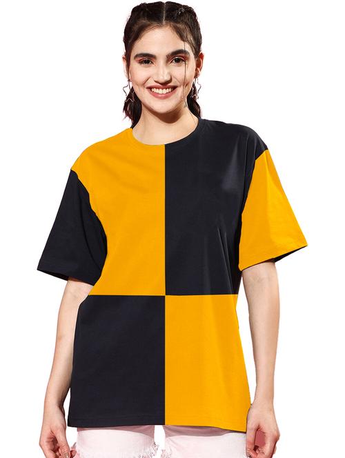 women round neck color block oversized t-shirt - 21622088 - Very Small Image - 1
