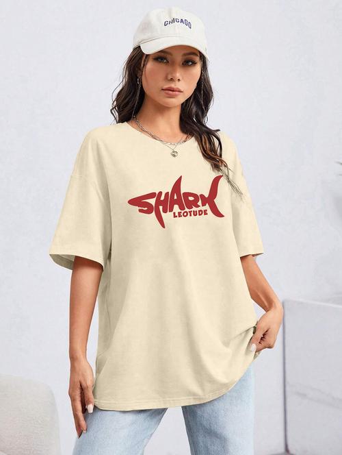 women round neck printed oversized t-shirt - 21622095 - Very Small Image - 1