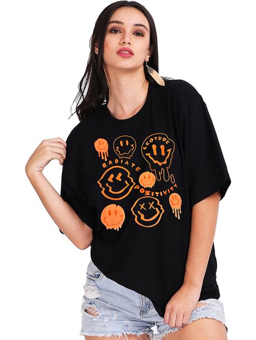 women round neck printed oversized t-shirt - 21622108 - Very Small Image - 1