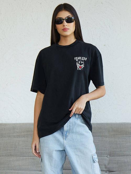 women round neck printed oversized t-shirt - 21622116 - Very Small Image - 1