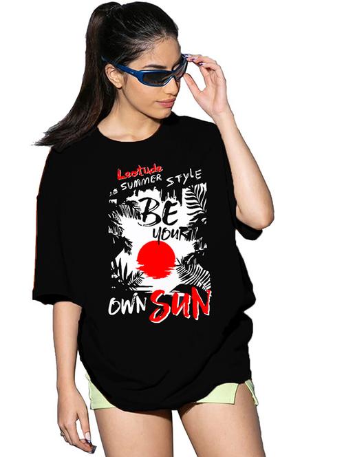 women round neck printed oversized t-shirt - 21622149 - Very Small Image - 1
