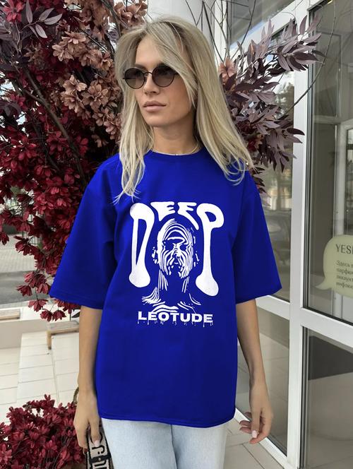women round neck printed oversized t-shirt - 21622165 - Very Small Image - 1