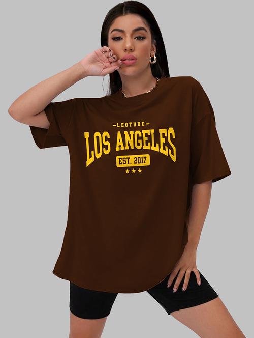 women round neck printed oversized t-shirt - 21622183 - Very Small Image - 1