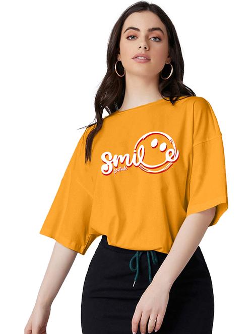 women round neck printed oversized t-shirt - 21622203 - Very Small Image - 1