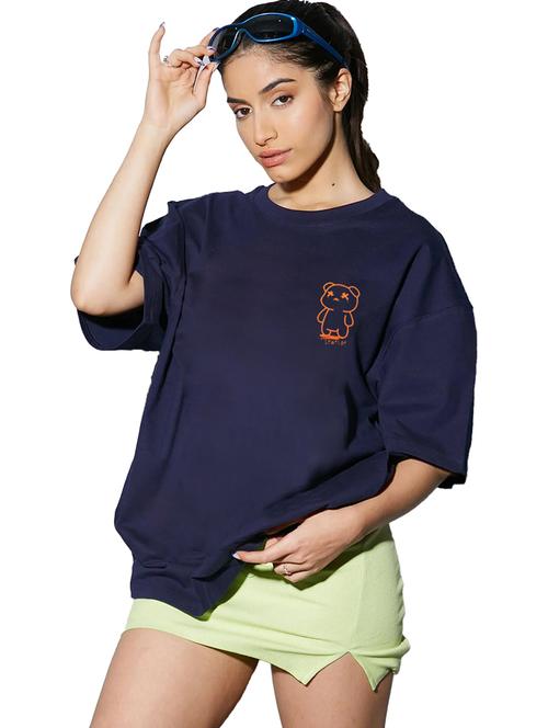 women round neck printed oversized t-shirt - 21622208 - Very Small Image - 1