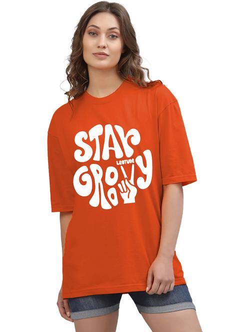 women round neck printed oversized t-shirt - 21622227 - Very Small Image - 1