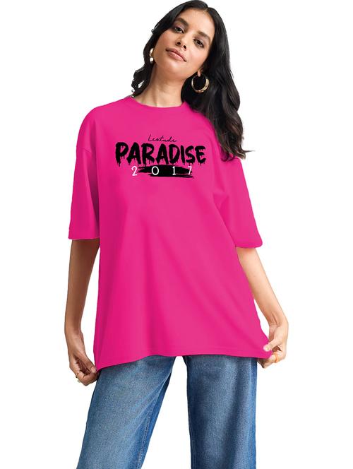 women round neck printed oversized t-shirt - 21622238 - Very Small Image - 1