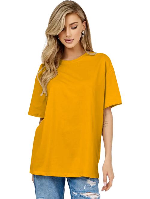 women round neck plain oversized t-shirt - 21622255 - Very Small Image - 1
