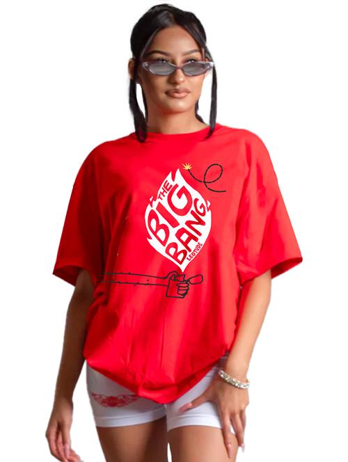 women round neck printed oversized t-shirt - 21622281 - Very Small Image - 1