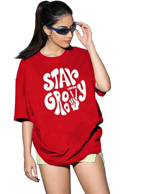 women round neck printed oversized t-shirt - 21622286 - Very Small Image - 1