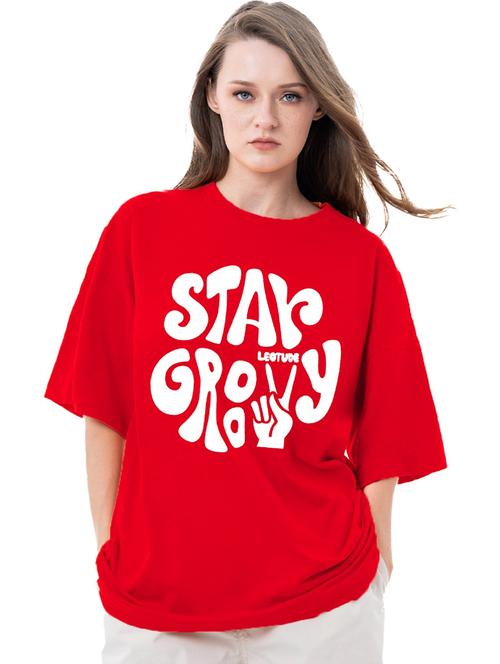 women round neck printed oversized t-shirt - 21622289 - Very Small Image - 1