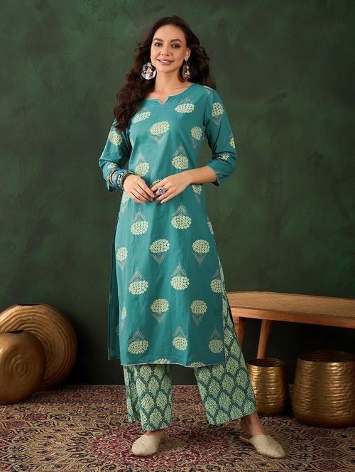 women three quarter sleeve kurta palazzo set  - 21622583 - Very Small Image - 1