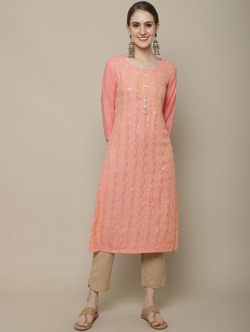 women three quarter sleeve straight kurta - 21622696 - Very Small Image - 1