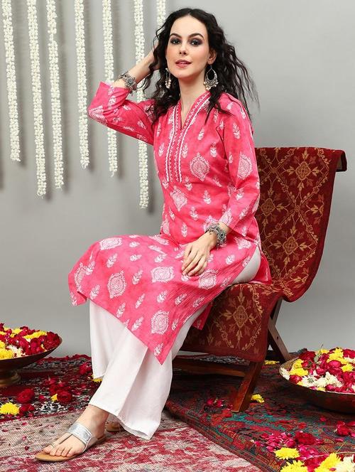 women three quarter sleeve straight kurta - 21622726 - Very Small Image - 1