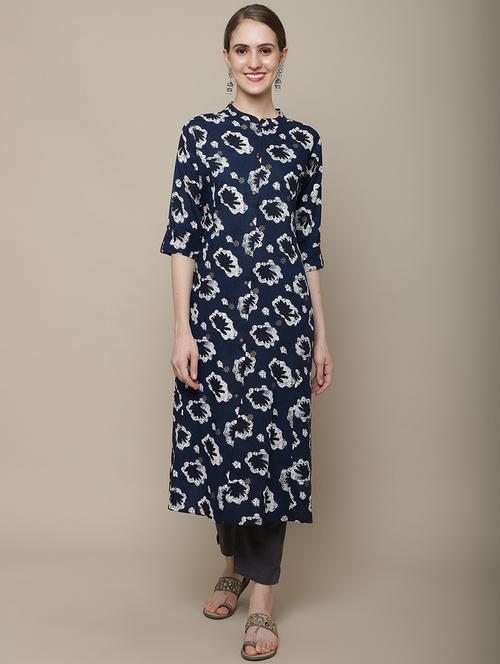 women three quarter sleeve straight kurta - 21622736 - Very Small Image - 1