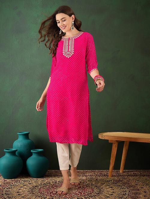 women three quarter sleeve straight kurta - 21622746 - Very Small Image - 1