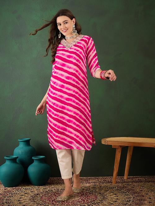 women three quarter sleeve straight kurta - 21622747 - Very Small Image - 1