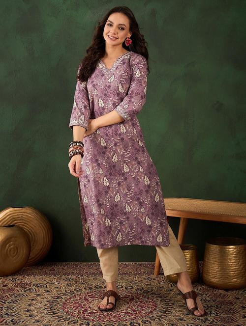 women three quarter sleeve straight kurta - 21622754 - Very Small Image - 1