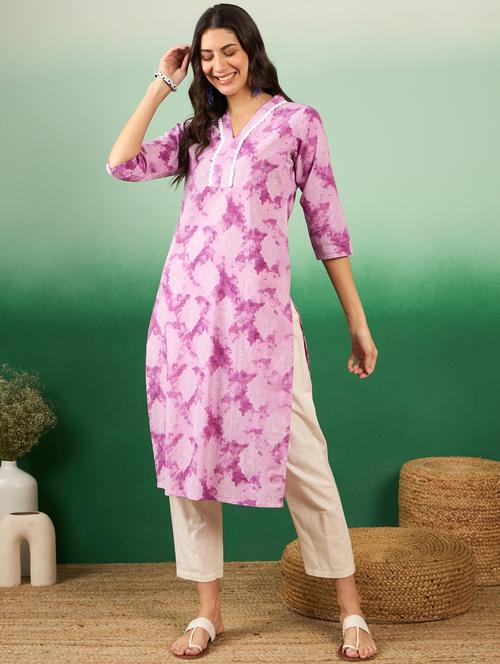 women three quarter sleeve straight kurta - 21622774 - Very Small Image - 1
