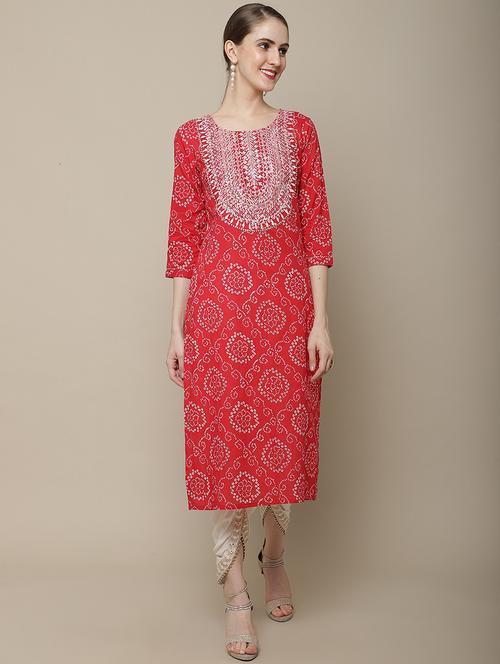 women three quarter sleeve straight kurta - 21622775 - Very Small Image - 1