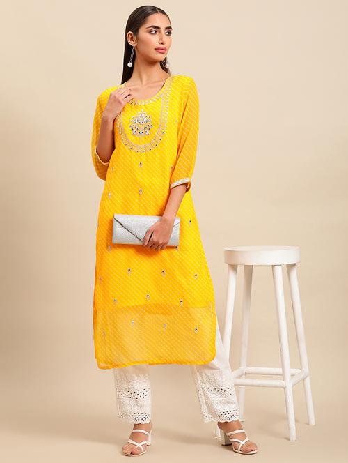women three quarter sleeve straight kurta - 21622785 - Very Small Image - 1