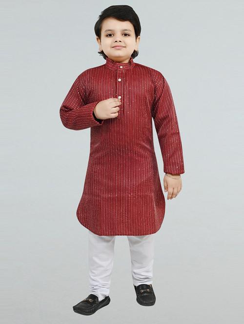 boys mandarin neck kurta payjama ethnic wear set - 21622937 - Very Small Image - 1