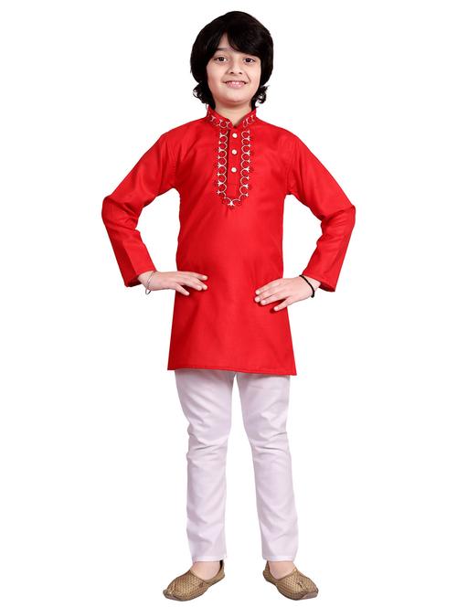 boys mandarin neck kurta payjama ethnic wear set - 21622942 - Very Small Image - 1