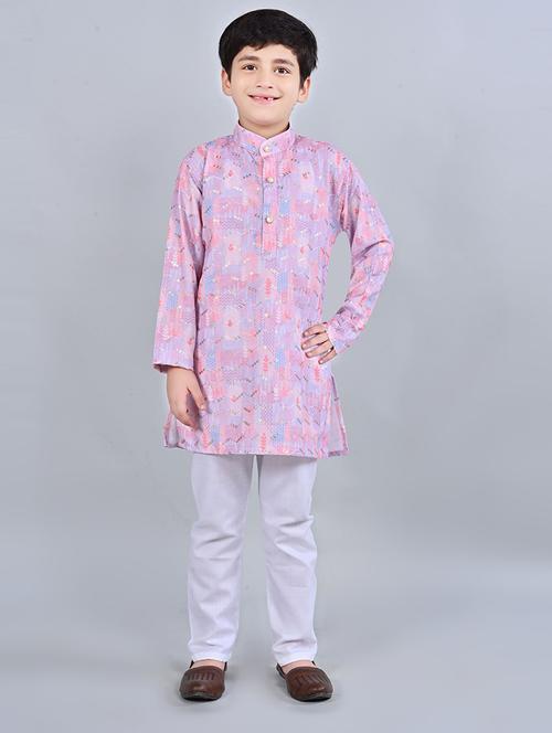 boys mandarin neck kurta payjama ethnic wear set - 21622946 - Very Small Image - 1