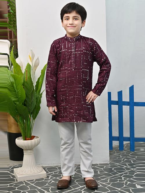 boys mandarin neck kurta payjama ethnic wear set - 21622947 - Very Small Image - 1