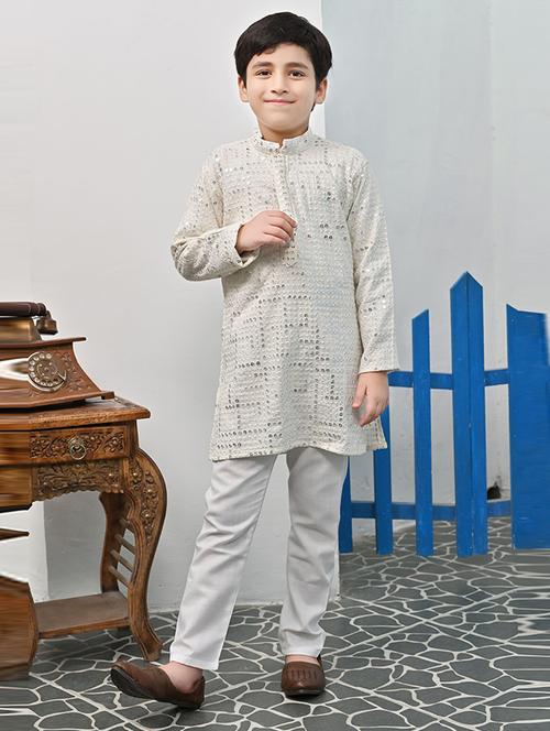 boys mandarin neck kurta payjama ethnic wear set - 21622948 - Very Small Image - 1