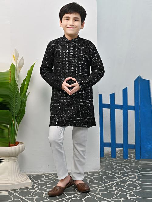 boys mandarin neck kurta payjama ethnic wear set - 21622951 - Very Small Image - 1