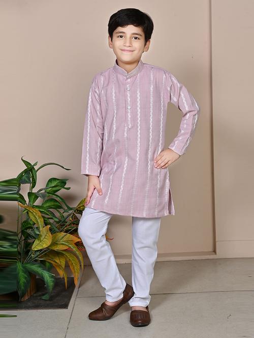 boys mandarin neck kurta payjama ethnic wear set - 21622953 - Very Small Image - 1