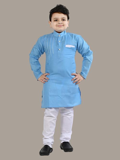 boys mandarin neck kurta payjama ethnic wear set - 21622958 - Very Small Image - 1