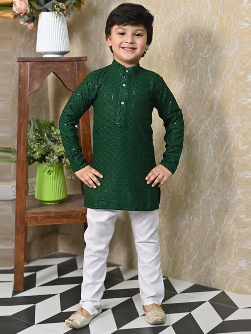 boys mandarin neck kurta payjama ethnic wear set - 21622968 - Very Small Image - 1