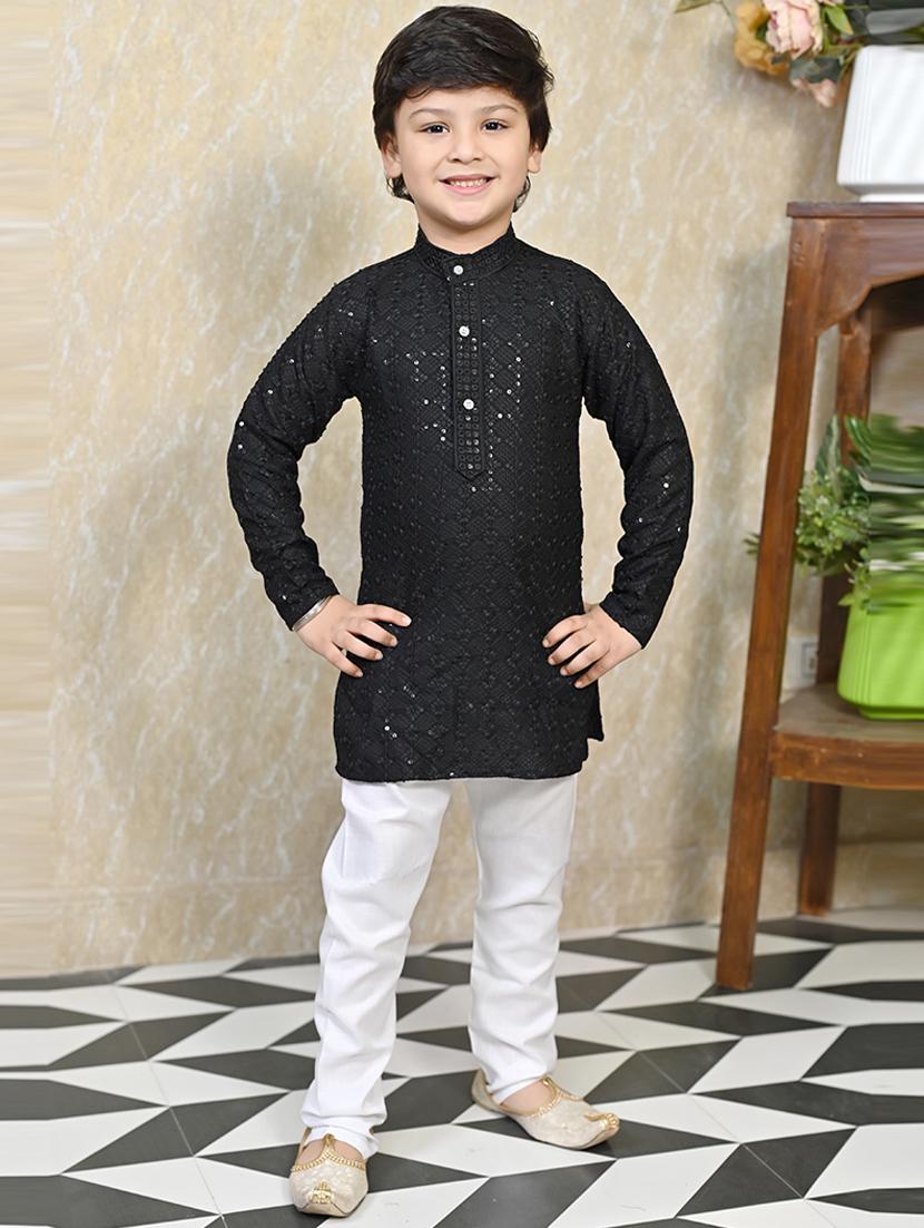 boys mandarin neck kurta payjama ethnic wear set - 21622970 - Zoom Image - 0