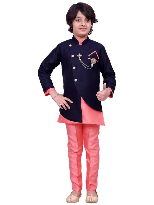 boys mandarin neck kurta payjama ethnic wear set - 21622972 - Very Small Image - 1