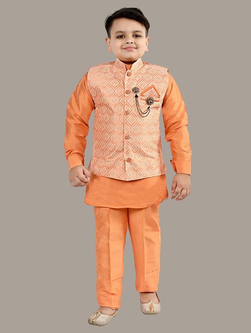 boys self design mandarin neck ethnic wear set - 21622997 - Very Small Image - 1