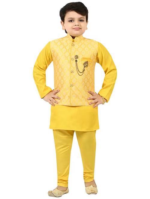 boys self design mandarin neck ethnic wear set - 21623002 - Very Small Image - 1