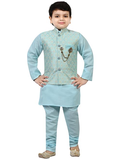 boys self design mandarin neck ethnic wear set - 21623003 - Very Small Image - 1