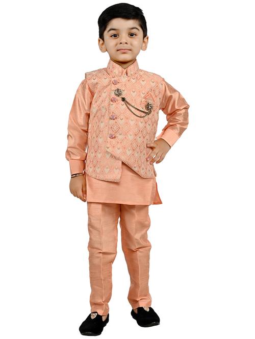 boys self design mandarin neck ethnic wear set - 21623006 - Very Small Image - 1