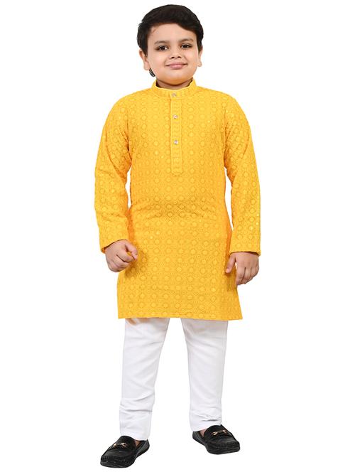 boys mandarin neck kurta payjama ethnic wear set - 21623007 - Very Small Image - 1