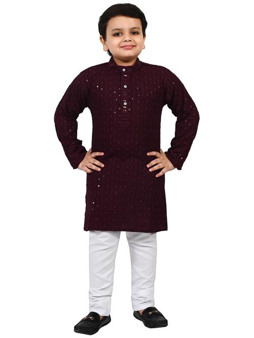 boys mandarin neck kurta payjama ethnic wear set - 21623008 - Very Small Image - 1
