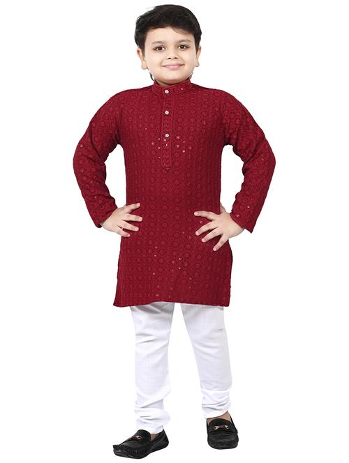 boys mandarin neck kurta payjama ethnic wear set - 21623013 - Very Small Image - 1