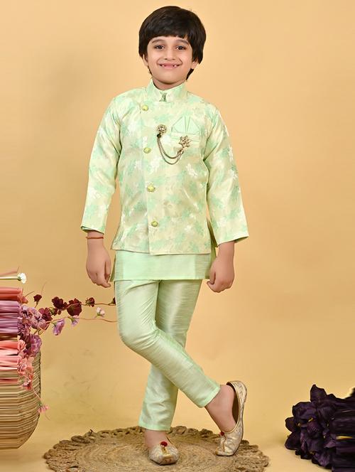 boys self design mandarin neck ethnic wear set - 21623030 - Very Small Image - 1