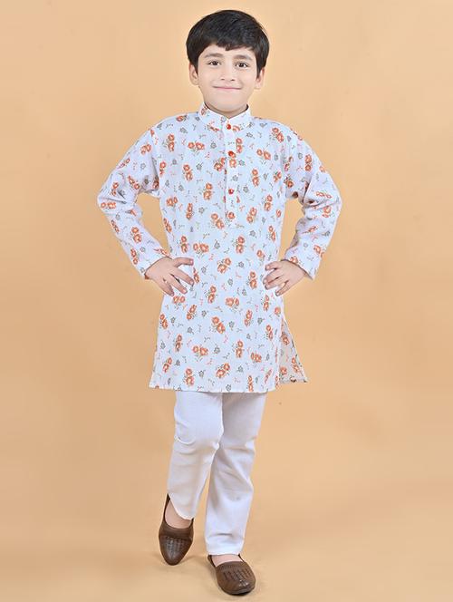 boys mandarin neck kurta payjama ethnic wear set - 21623036 - Very Small Image - 1